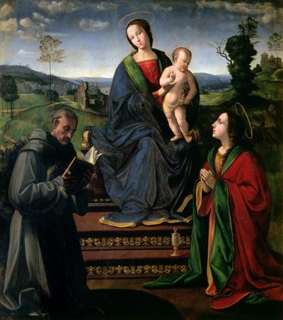 Madonna mit Kind, St. Franziskus von Assisi und St. Maria Magdalena, 1503 von Ridolfo , Il Ghirlandaio